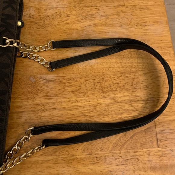 Michael Kors Black Monogram Tote with Gold Accents - Picture 4 of 10